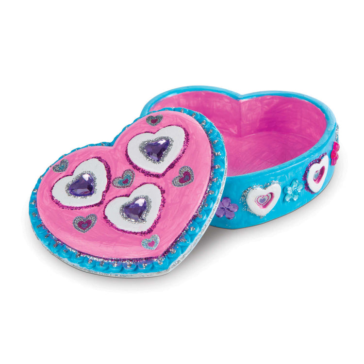 The front of the box for the Melissa & Doug Created by Me! Favorite Things Craft Kits Set:  Decorate-Your-Own Flower and Heart Treasure Boxes and Butterfly Bank