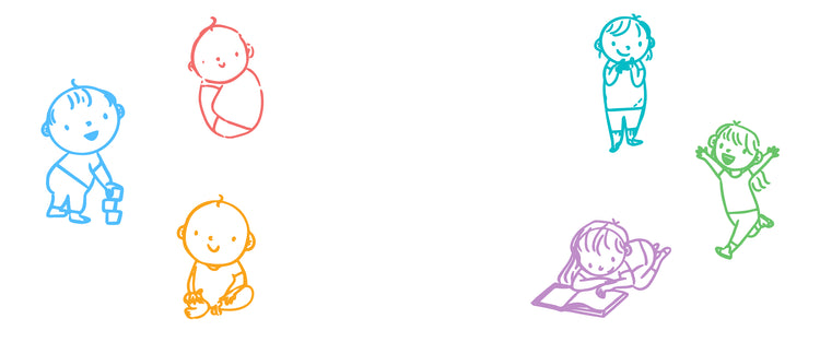 shop by age illustration of kid cartoons