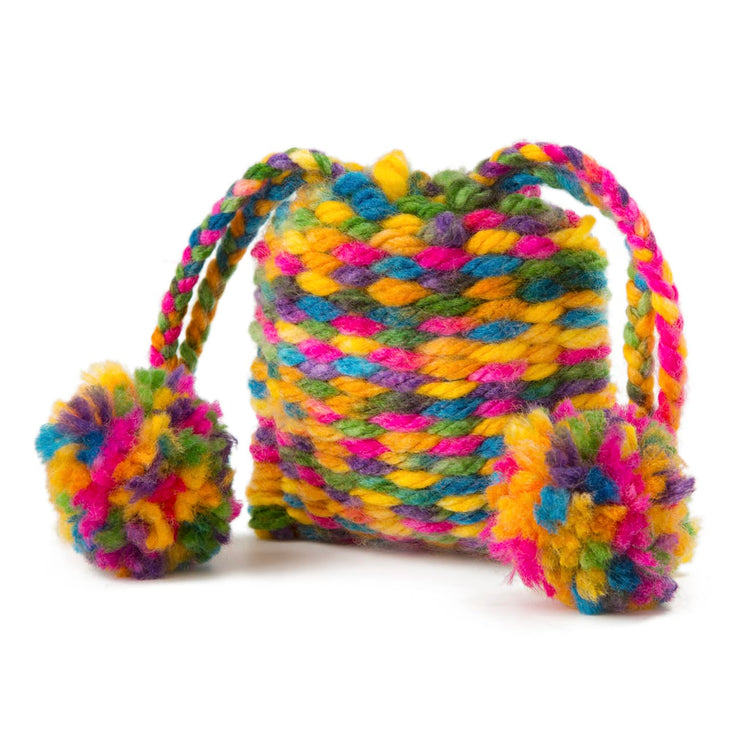 An assembled or decorated the Melissa & Doug Wooden Multi-Craft Weaving Loom: Extra-Large Frame (22.75 x 16.5 inches)